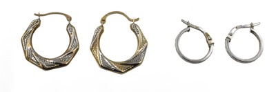 Lot 87 - A selection of hollow hoop earrings, set in 9ct gold