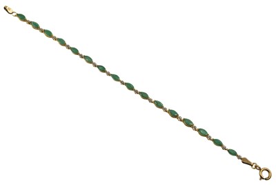 Lot 240 - An emerald and diamond tennis bracelet, set in 9ct gold