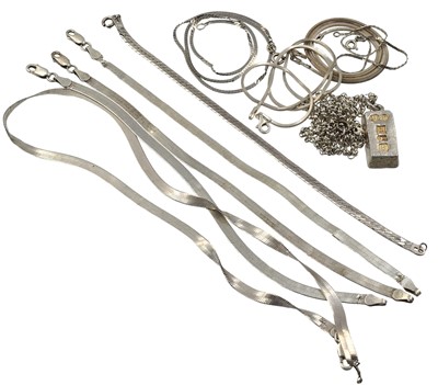 Lot 346 - A selection of silver necklaces and bracelets