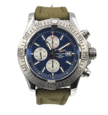 Lot 79 - A Breitling Super Avenger II wristwatch on military strap