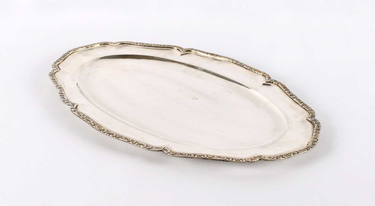 Lot 41 - A Large and Impressive Late 19th/Early 20th Century Austro-Hungarian Silver Oval Platter or Serving Tray