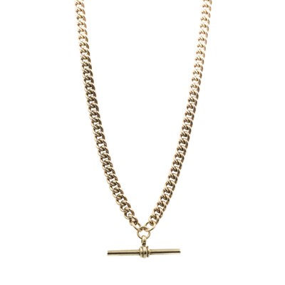 Lot 1 - A 9ct gold curb-link T-bar chain