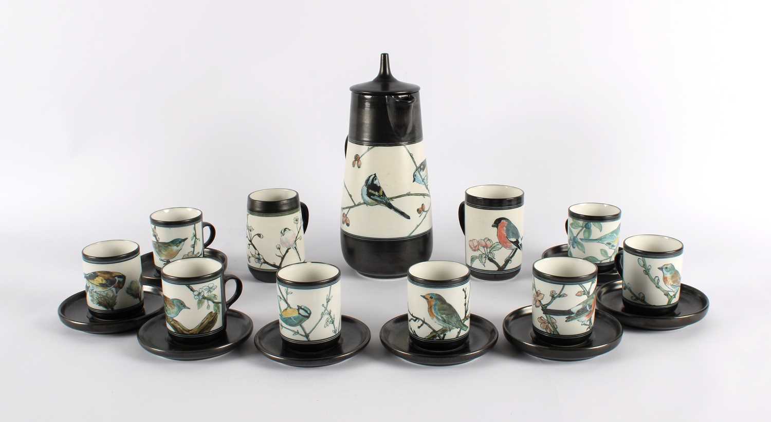 Lot 143 - An Eight-Setting Art Pottery Coffee Set by Ambleside Pottery