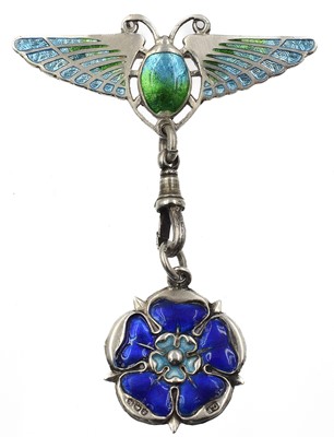 Lot A silver and enamel Charles Horner brooch