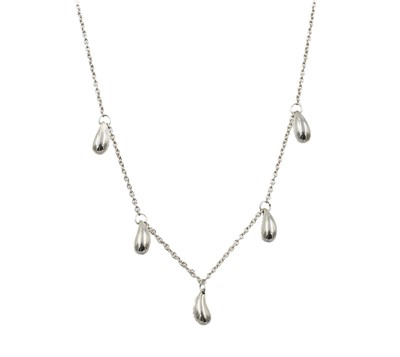 Lot 9 - A silver Tiffany five-tear drop necklace