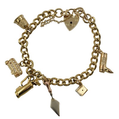 Lot 222 - A 9ct yellow gold charm bracelet
