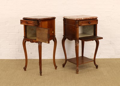 Lot 249 - A Pair of Early-Mid 20th Century French Kingwood and Marble Side Tables or Wash Stands