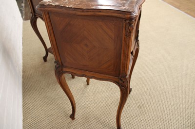 Lot 249 - A Pair of Early-Mid 20th Century French Kingwood and Marble Side Tables or Wash Stands
