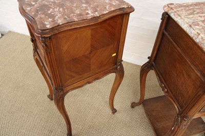Lot 249 - A Pair of Early-Mid 20th Century French Kingwood and Marble Side Tables or Wash Stands
