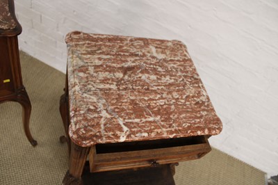 Lot 249 - A Pair of Early-Mid 20th Century French Kingwood and Marble Side Tables or Wash Stands
