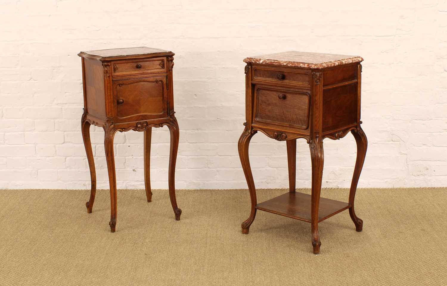 Lot 249 - A Pair of Early-Mid 20th Century French Kingwood and Marble Side Tables or Wash Stands