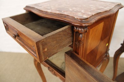 Lot 249 - A Pair of Early-Mid 20th Century French Kingwood and Marble Side Tables or Wash Stands