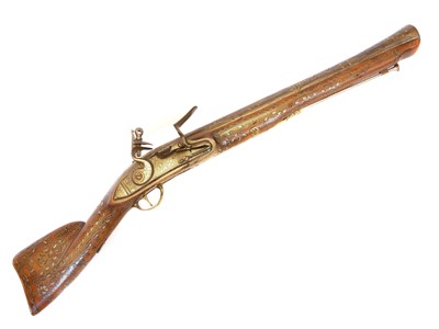 Lot 79 - Turkish or Ottoman flintlock blunderbuss,...