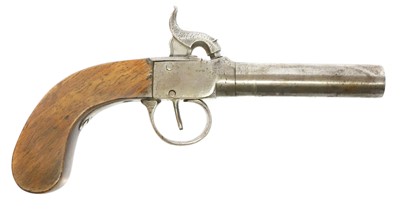 Lot 10 - Percussion 60 bore boxlock pistol, 3inch...