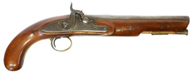 Lot 13 - Percussion 16 bore holster pistol, 9inch...
