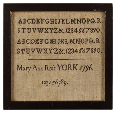 Lot 279 - A Rare George III Miniature Sampler by Mary Ann Ross of York (1796)