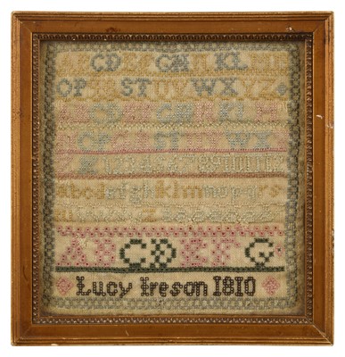 Lot 280 - A Rare Miniature George III Sampler by Lucy Ireson (1810)