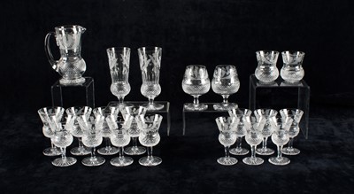 Lot 130 - A "Thistle" Pattern Part Drinking and Table Glass Suite by Edinburgh Crystal