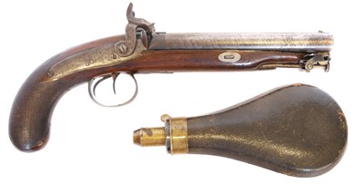 Lot 25 - Percussion double barrel 30 bore Howdah pistol...