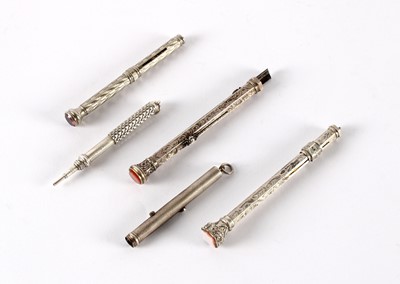 Lot 96 - A Group of Five Victorian and Edwardian White Metal Pencils