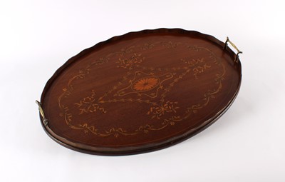 Lot 284 - A Large Edwardian Neo-Classical Revival Mahogany and Marquetry Butler's Tray