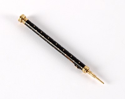 Lot 95 - A Victorian Pique-Work Tortoiseshell and Yellow Metal Pencil