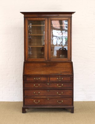 Lot 217 - A George III Oak and Mahogany Bureau Bookcase