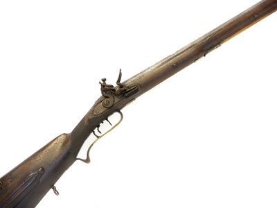 Lot 65 - German flintlock 24 bore Jager rifle by De...