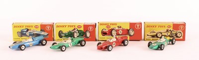 Lot 342 - Four Racing Car Dinky Toys Diecast Models by Meccano Ltd.