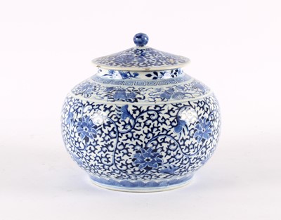 Lot 109 - A 19th Century Chinese Blue and White 'Lotus' Jar with Cover