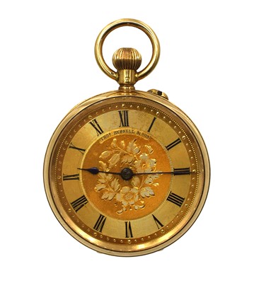Lot 279 - An 18ct gold Thomas Russell & Son open-faced fob watch