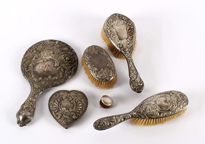 Lot 12 - A Group of Late 19th/Early 20th Century Silver Mounted Dressing Accessories