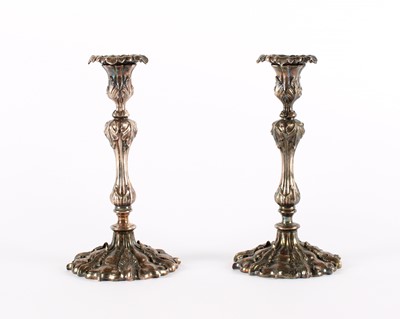 Lot 54 - A Pair of 19th Century 'Rococo Revival' Silver Plated Candlesticks