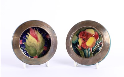 Lot 119 - Two Dishes with Applied White Metal Mounts by William Moorcroft