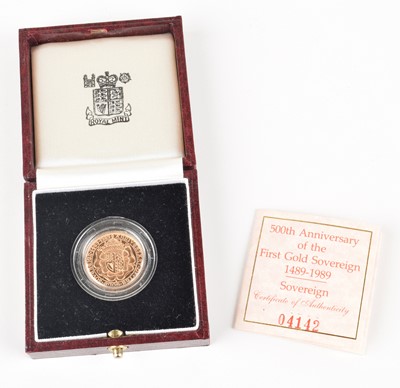 Lot 13 - Queen Elizabeth II, Gold Proof Sovereign, 1989, 500th Anniversary of the First Gold Sovereign