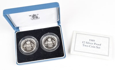Lot 16 - A Royal Mint 1989 £2 Silver Proof Two-Coin Set