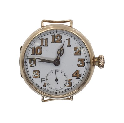 Lot 119 - A 9ct gold trench watch