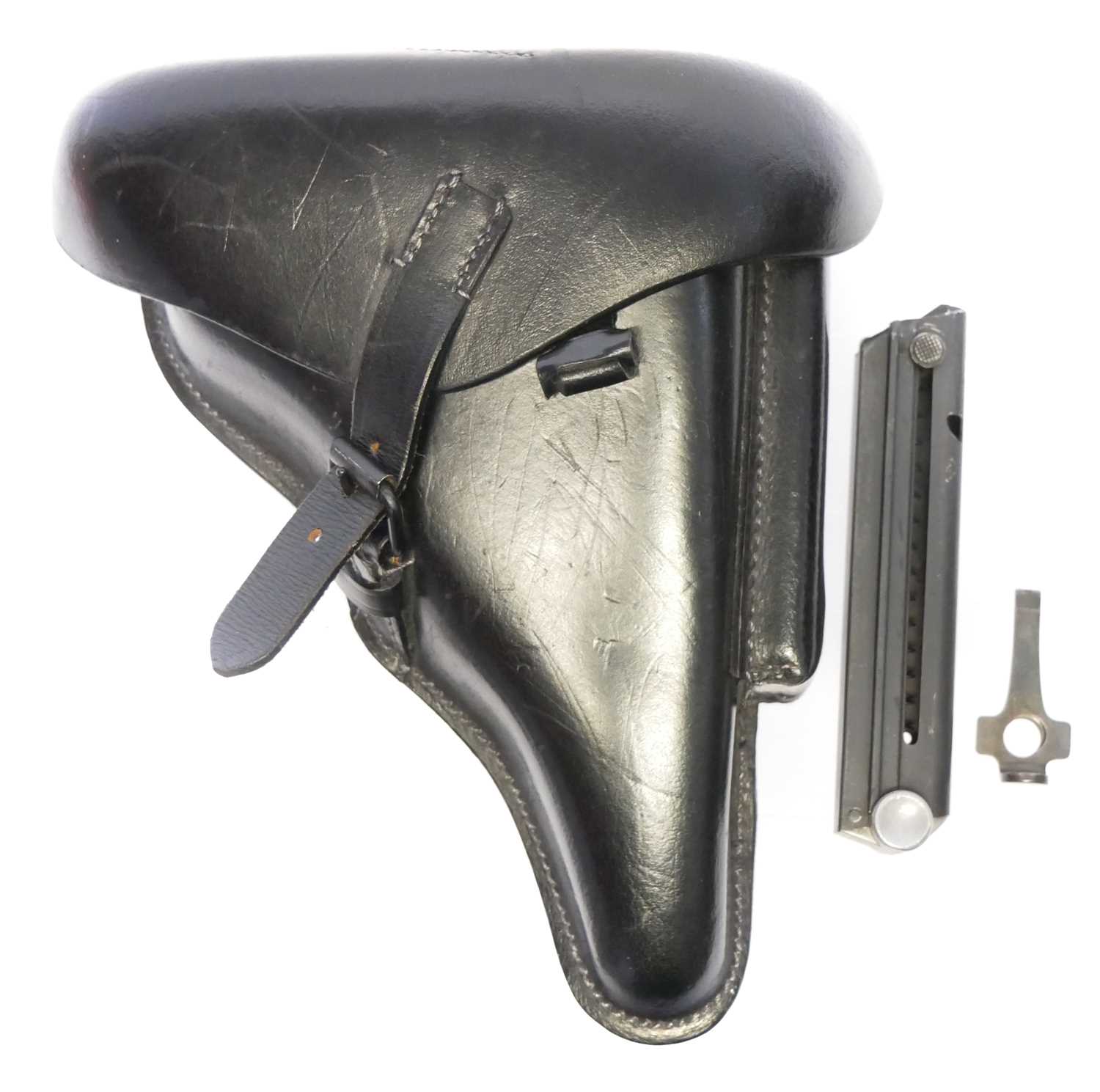 Lot 778 - Reproduction WWII Luger PO8 leather holster,...