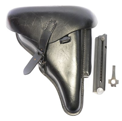 Lot 778 - Reproduction WWII Luger PO8 leather holster,...