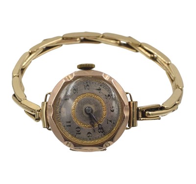Lot 56 - A vintage 9ct gold watch with rolled gold flexible bracelet