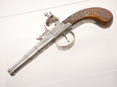 Lot 2 - E. Moody 80 bore flintlock pocket pistol,...