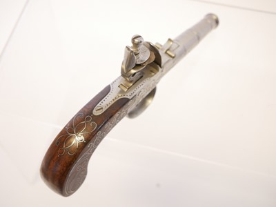 Lot 2 - E. Moody 80 bore flintlock pocket pistol,...