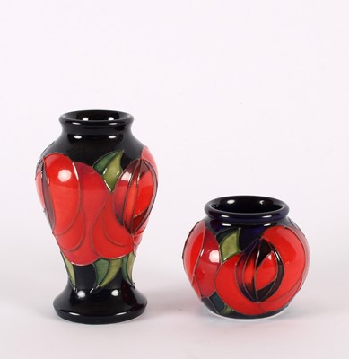 Lot 129 - Two "Red Rose" Vases by Moorcroft