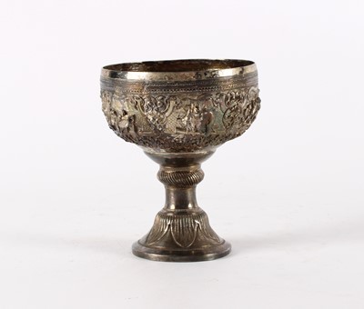Lot 51 - A Finely Detailed Burmese White Metal Pedestal Bowl