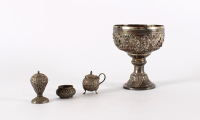 Lot 51 - A Finely Detailed Burmese White Metal Pedestal Bowl