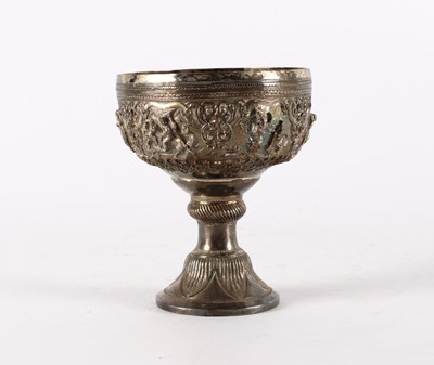 Lot 51 - A Finely Detailed Burmese White Metal Pedestal Bowl