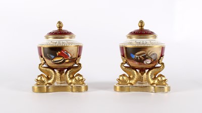 Lot 98 - A Pair of 19th Century Derby Porcelain 'Conchology' Potpourris