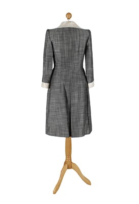Lot A Grey Checked Dress and Dress Coat by Valentino Couture