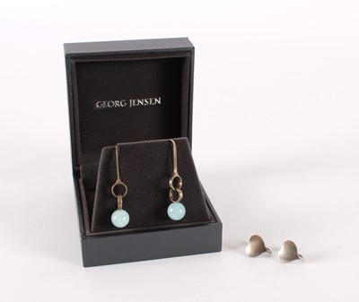 Lot 125 - Pair of "No. 473A" Silver Earrings by Regitze Overgaard for Georg Jensen Ltd., Denmark