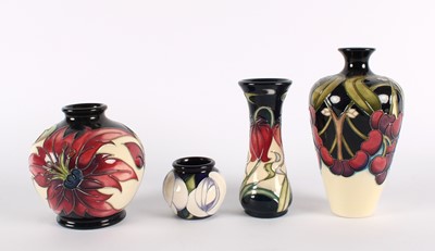 Lot 143 - Four Shaded Flower Vases by Moorcroft